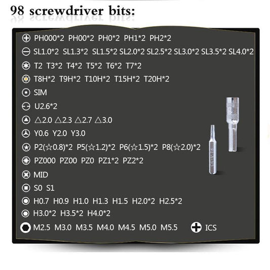 112 in 1 Screwdriver Set Magnetic Screwdriver Bit Torx Multi Mobile Phone Repair Tools Kit Electronic Device Hand Tool
