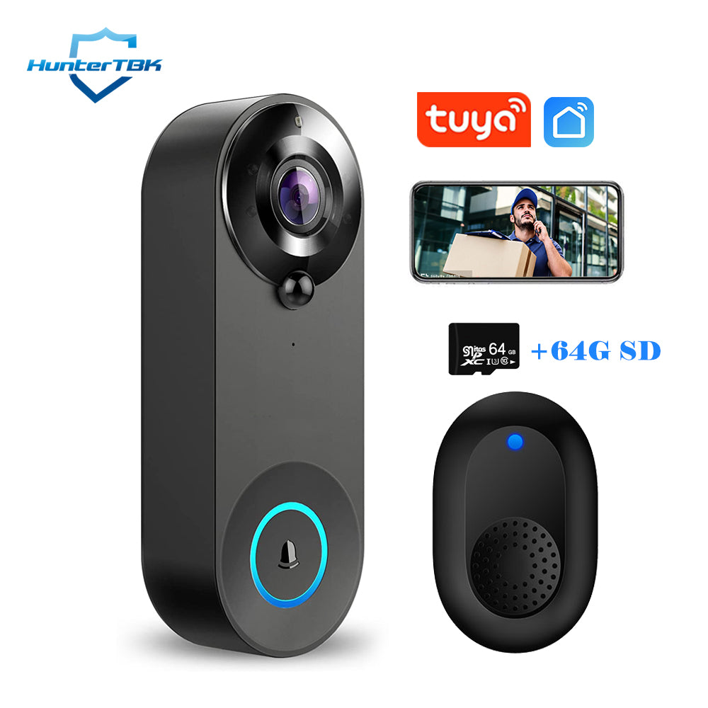 1080P Wireless WIFI Doorbell Video Intercom Door Bell with Camera Tuya Smart Home for Security Protection PIR Motion Detection