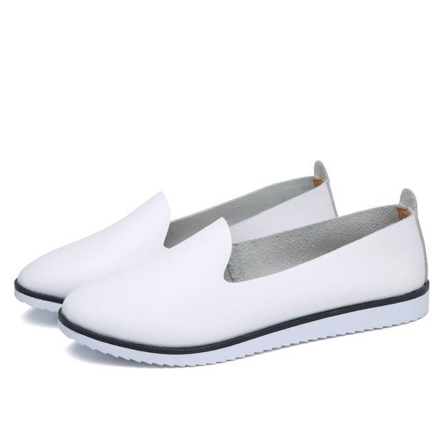 Genuine Leather Slip on ladies Shallow Casual Shoes