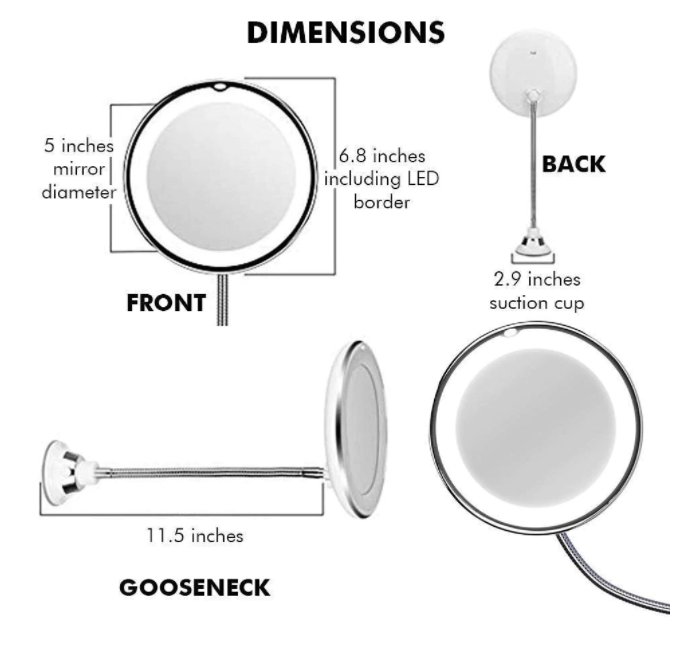 10x Zoom LED Makeup Mirror