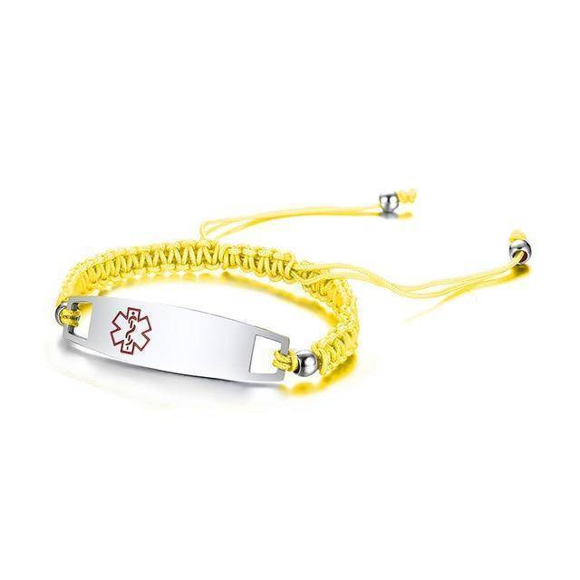 Diabetic Medical Alert ID Bracelet - Nylon Rope Braided Band for Diabetes Type 1 and Type 2