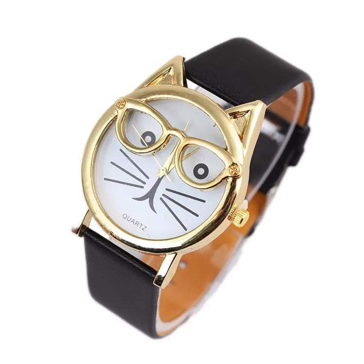 Luxury Brand Women Clock Cute Glasses Cat - Women Watches