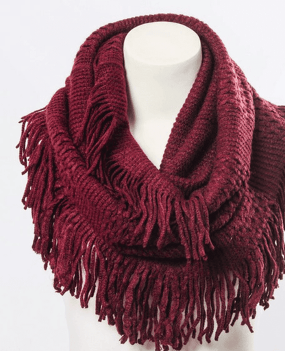 Beautiful Pointelle Fringe Infinity Scarf - Comes in 5 Colors