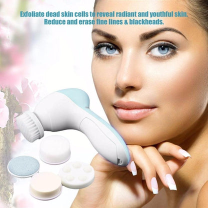 1 Set 5 in 1 Electric Wash Face Machine Facial Pore Cleaner Body Cleaning Massage Mini Skin Beauty Massager Face Washing Brush