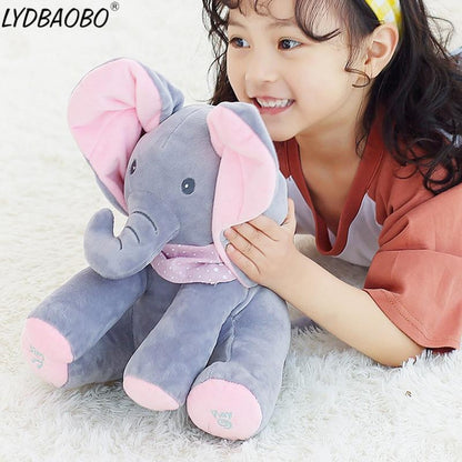 Singing Peek A Boo Elephant Flappy Ear Plush Interactive Kids Toy