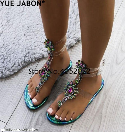 Woman Sandals Women Shoes Rhinestones Gladiator Flat Sandals