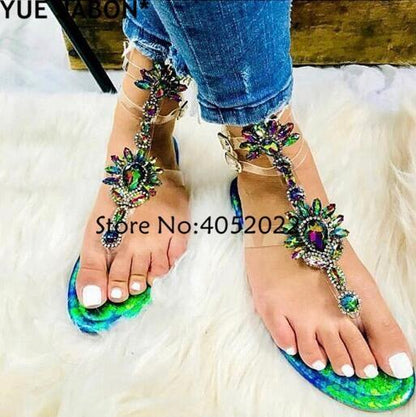 Woman Sandals Women Shoes Rhinestones Gladiator Flat Sandals