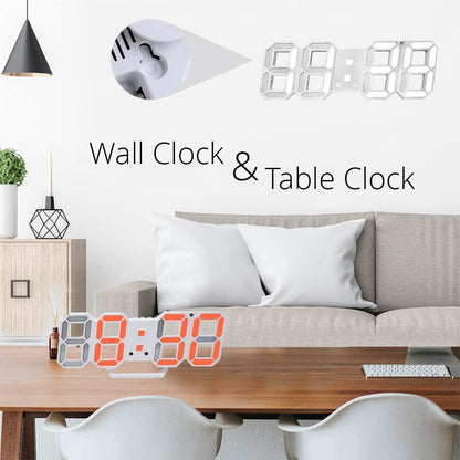 3D LED Wall Clock Modern Design Digital Table Clock Alarm Nightlight Watch For Home Living Room Decoration