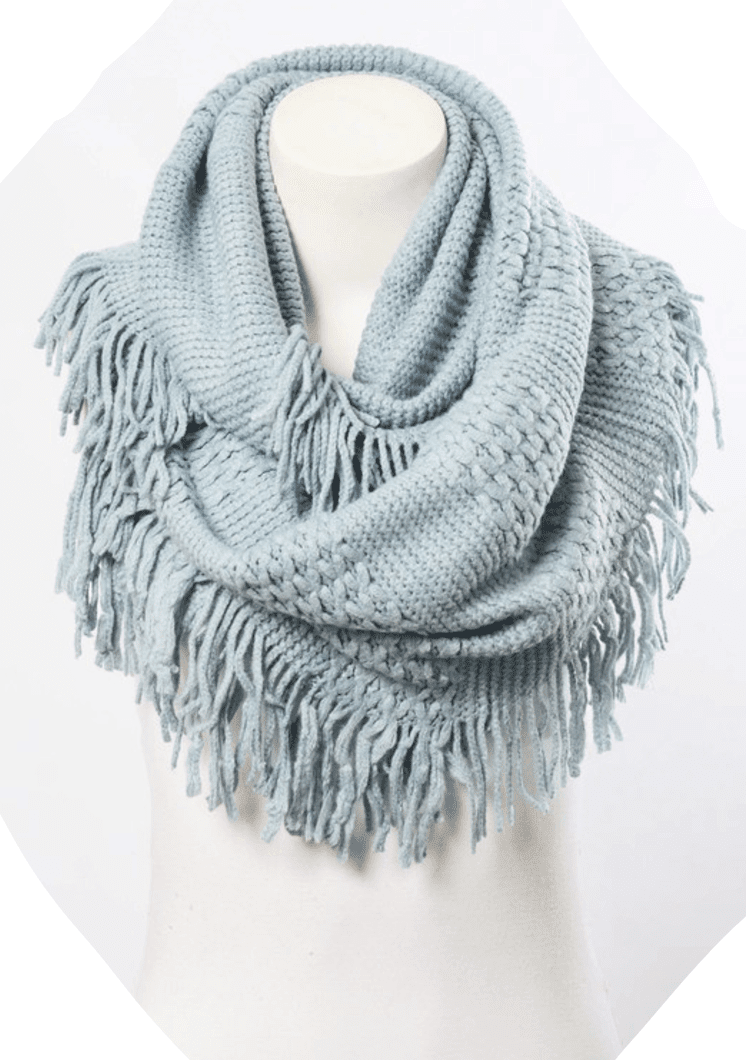 Beautiful Pointelle Fringe Infinity Scarf - Comes in 5 Colors