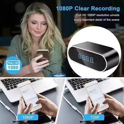 Bedside Clock Video Camera with Night Vision and Motion Detection WIFI Control