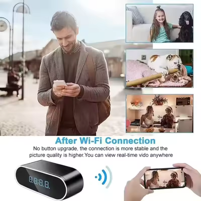 Bedside Clock Video Camera with Night Vision and Motion Detection WIFI Control