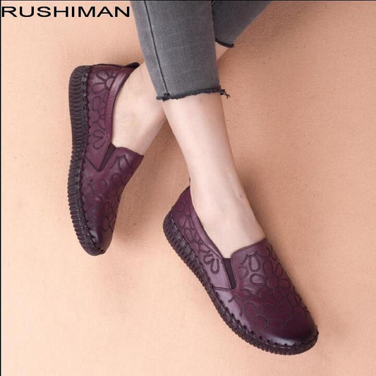 Fashion Genuine Leather Flat Shoes Women Loafers