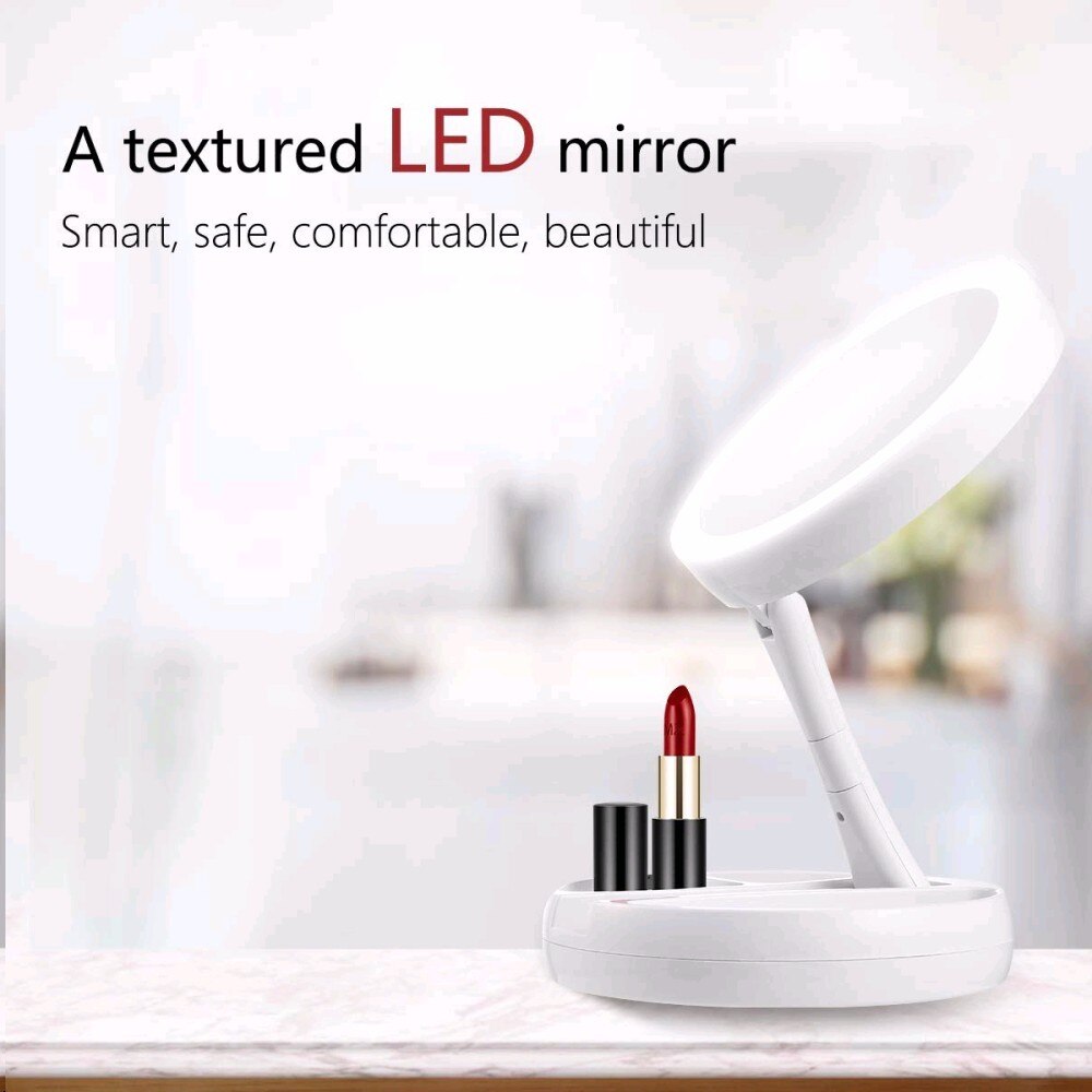 12x Led Lighted Folding Makeup Mirror