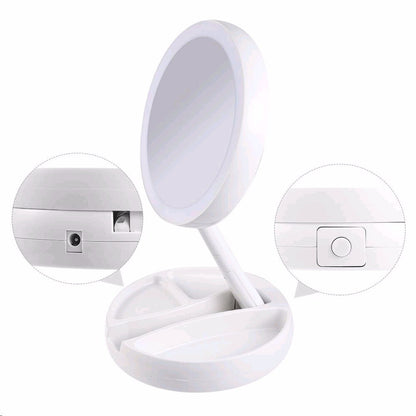 12x Led Lighted Folding Makeup Mirror