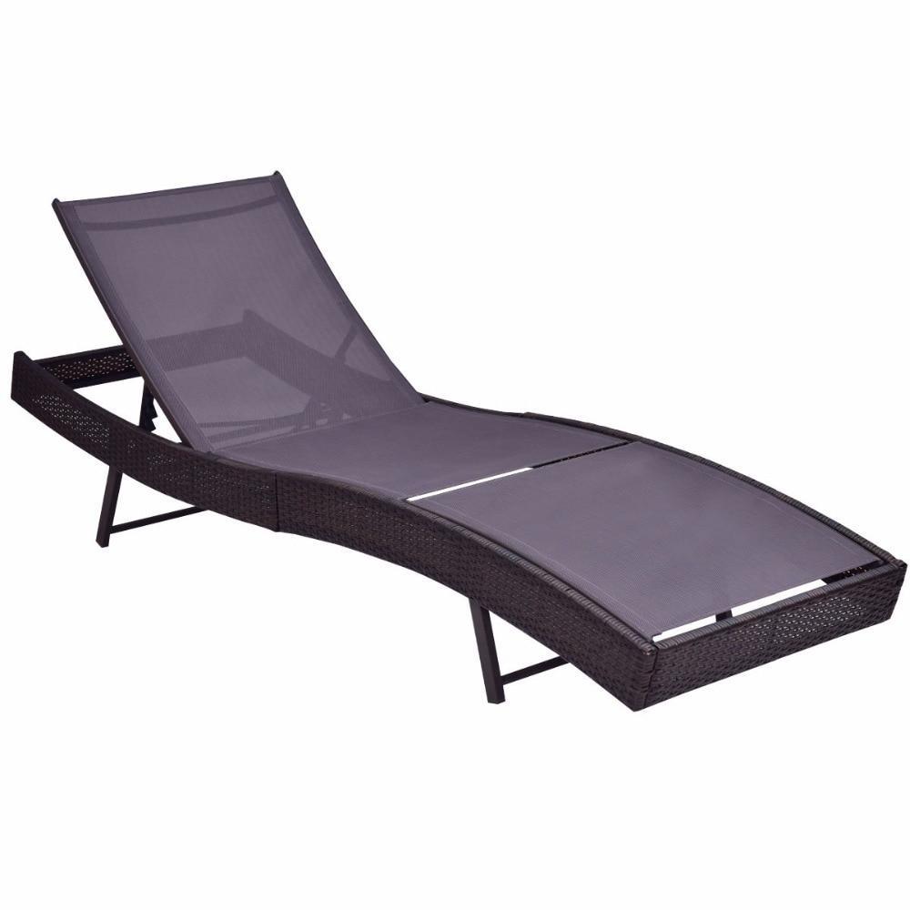 Premium Patio Sun Bed Adjustable Pool Wicker Lounge Chair