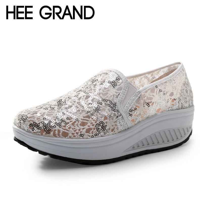 Bling Glitter Lace Loafers  Casual Platform Shoes