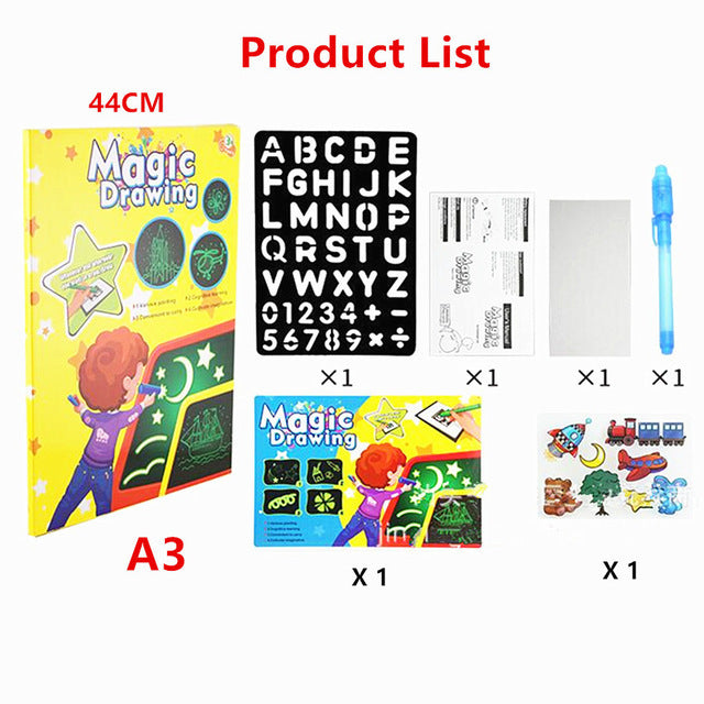 HOT Draw With Light Fun children&#39;s luminous Drawing Board Magic With Light-Fun Fluorescent Pen Educational Toys for Children