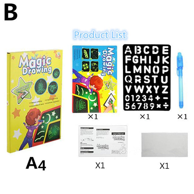 HOT Draw With Light Fun children&#39;s luminous Drawing Board Magic With Light-Fun Fluorescent Pen Educational Toys for Children