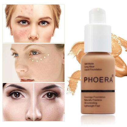 PHOERA Foundation Soft Matte Full Coverage Liquid Face Makeup Cream