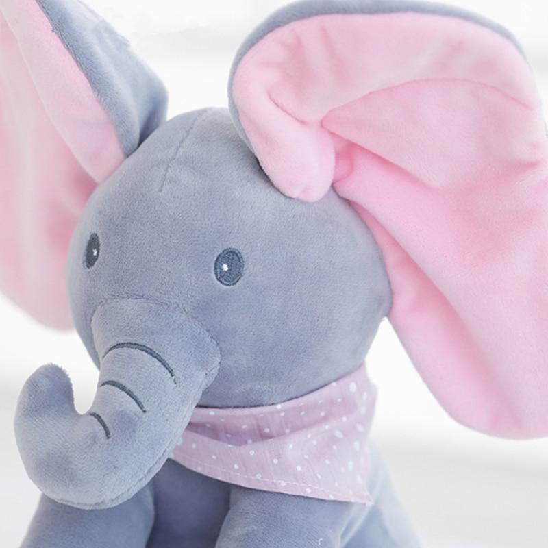 Singing Peek A Boo Elephant Flappy Ear Plush Interactive Kids Toy