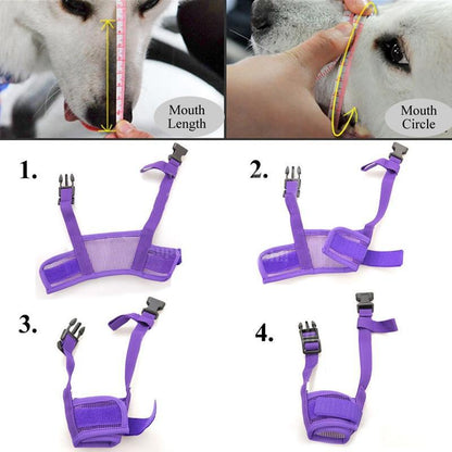 Pet Dog Adjustable Mask Bark Bite Mesh Mouth Muzzle Grooming Anti Stop Chewing