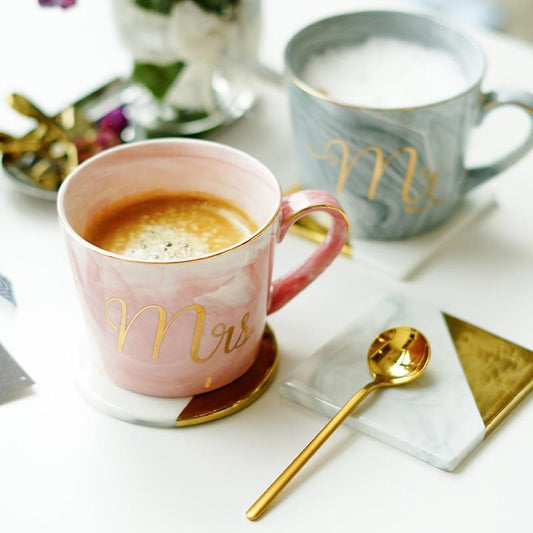 Mr & Mrs Marble Coffee Mugs