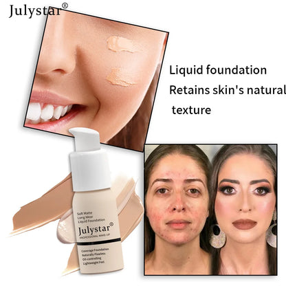 Julystar 10 Colours Matte Moisturising Finishing Foundation Waterproof Long Lasting No Makeup Removal Face Concealer Powder