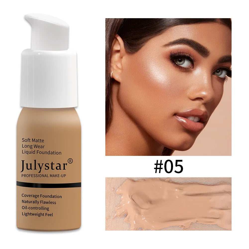 Julystar 10 Colours Matte Moisturising Finishing Foundation Waterproof Long Lasting No Makeup Removal Face Concealer Powder