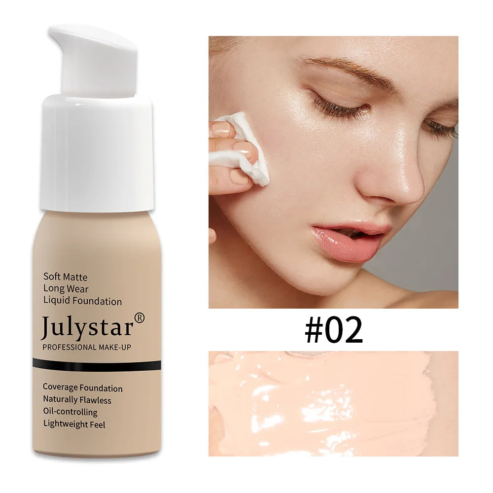 Julystar 10 Colours Matte Moisturising Finishing Foundation Waterproof Long Lasting No Makeup Removal Face Concealer Powder