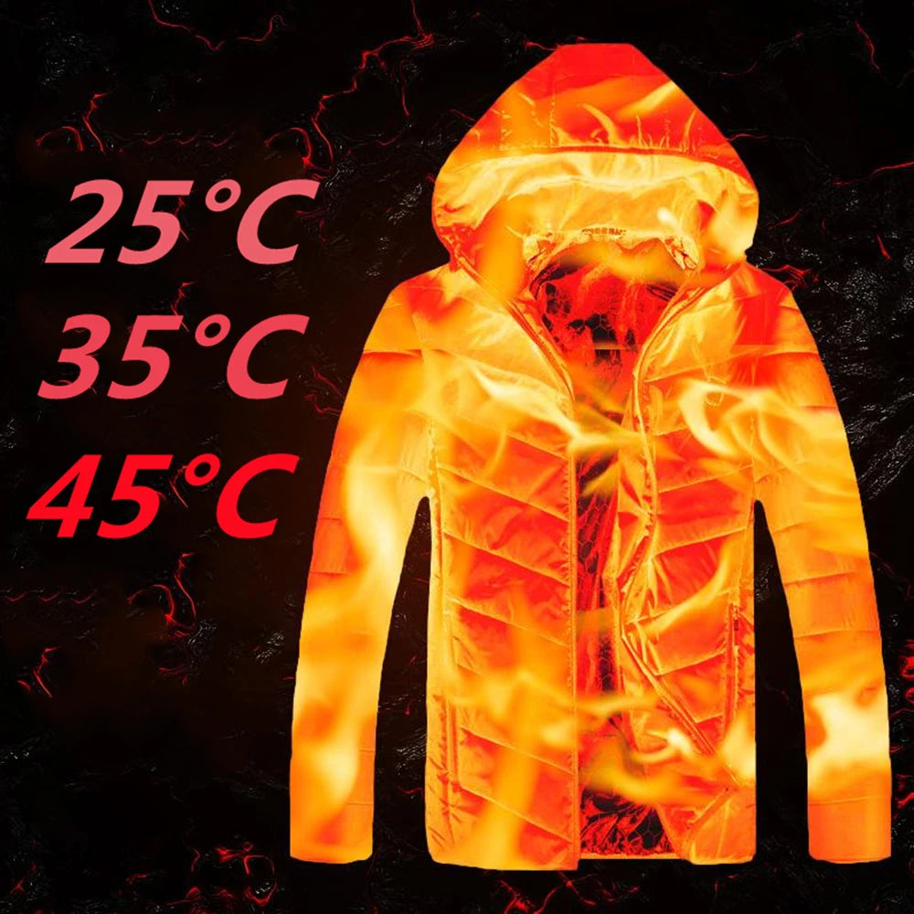 NEW 19 Areas Heated Jacket Men's Jackets USB Electric Heating Vest For Men  Winter Outdoor Warm Thermal Coat Parka Jacket HOT