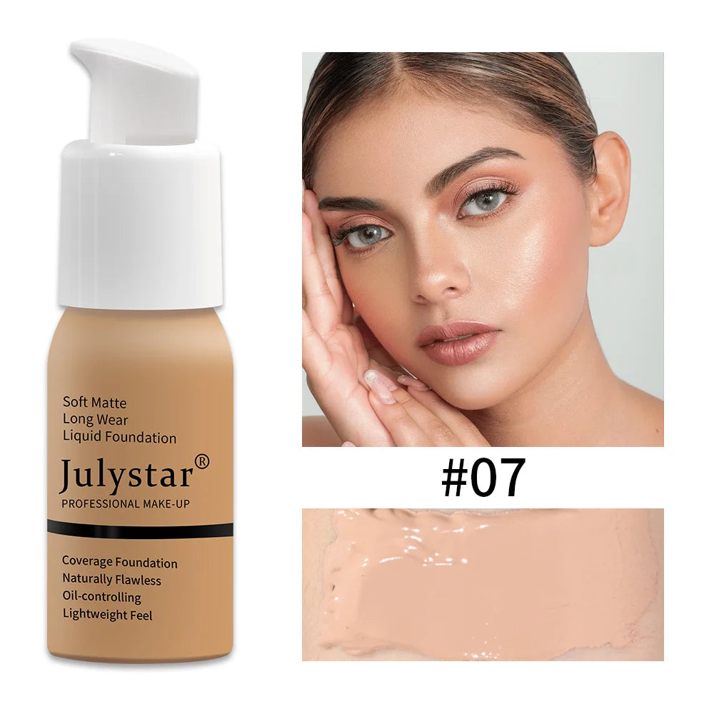 Julystar 10 Colours Matte Moisturising Finishing Foundation Waterproof Long Lasting No Makeup Removal Face Concealer Powder