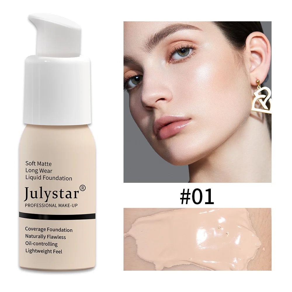 Julystar 10 Colours Matte Moisturising Finishing Foundation Waterproof Long Lasting No Makeup Removal Face Concealer Powder