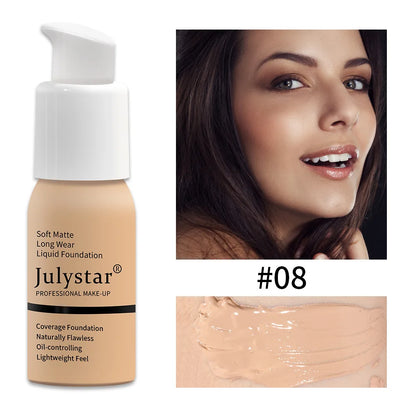 Julystar 10 Colours Matte Moisturising Finishing Foundation Waterproof Long Lasting No Makeup Removal Face Concealer Powder