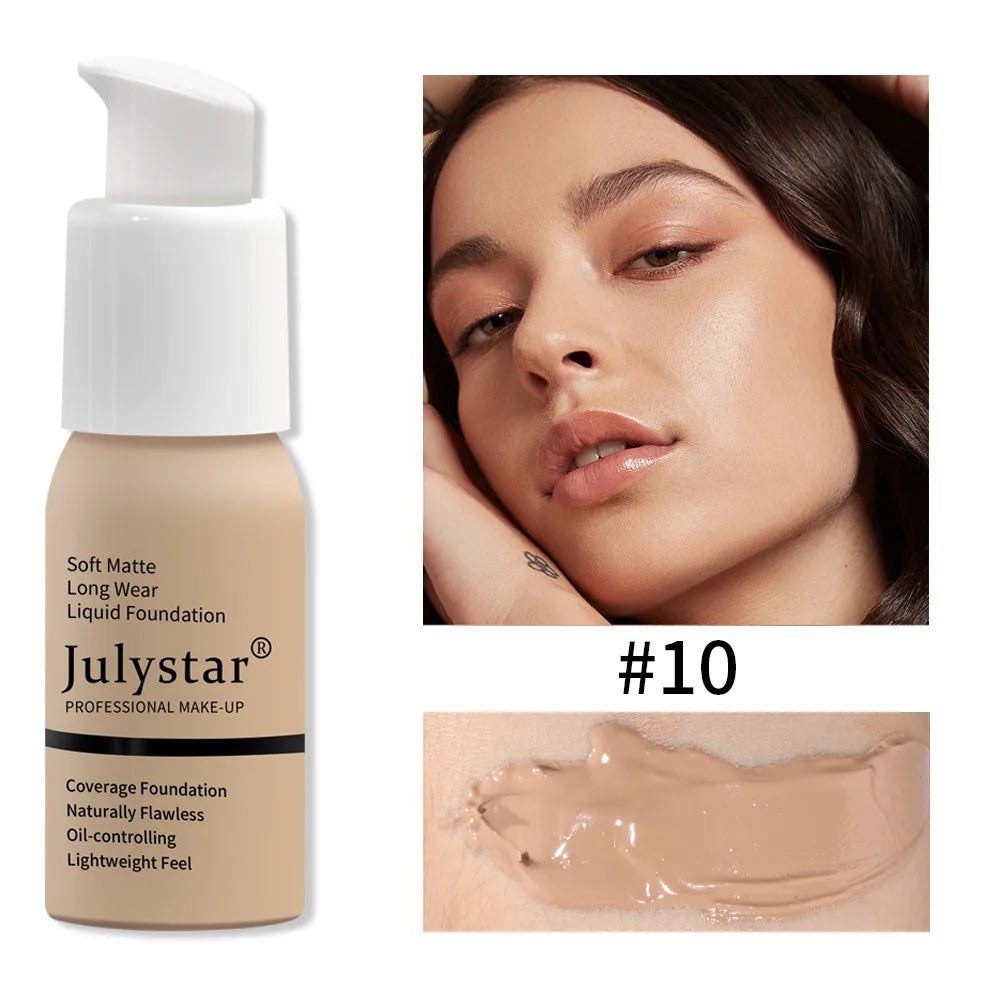 Julystar 10 Colours Matte Moisturising Finishing Foundation Waterproof Long Lasting No Makeup Removal Face Concealer Powder