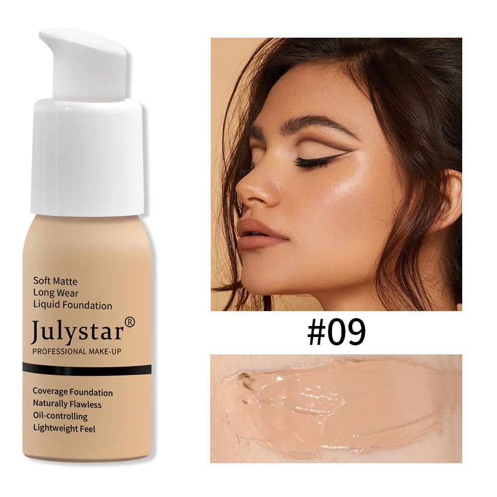 Julystar 10 Colours Matte Moisturising Finishing Foundation Waterproof Long Lasting No Makeup Removal Face Concealer Powder