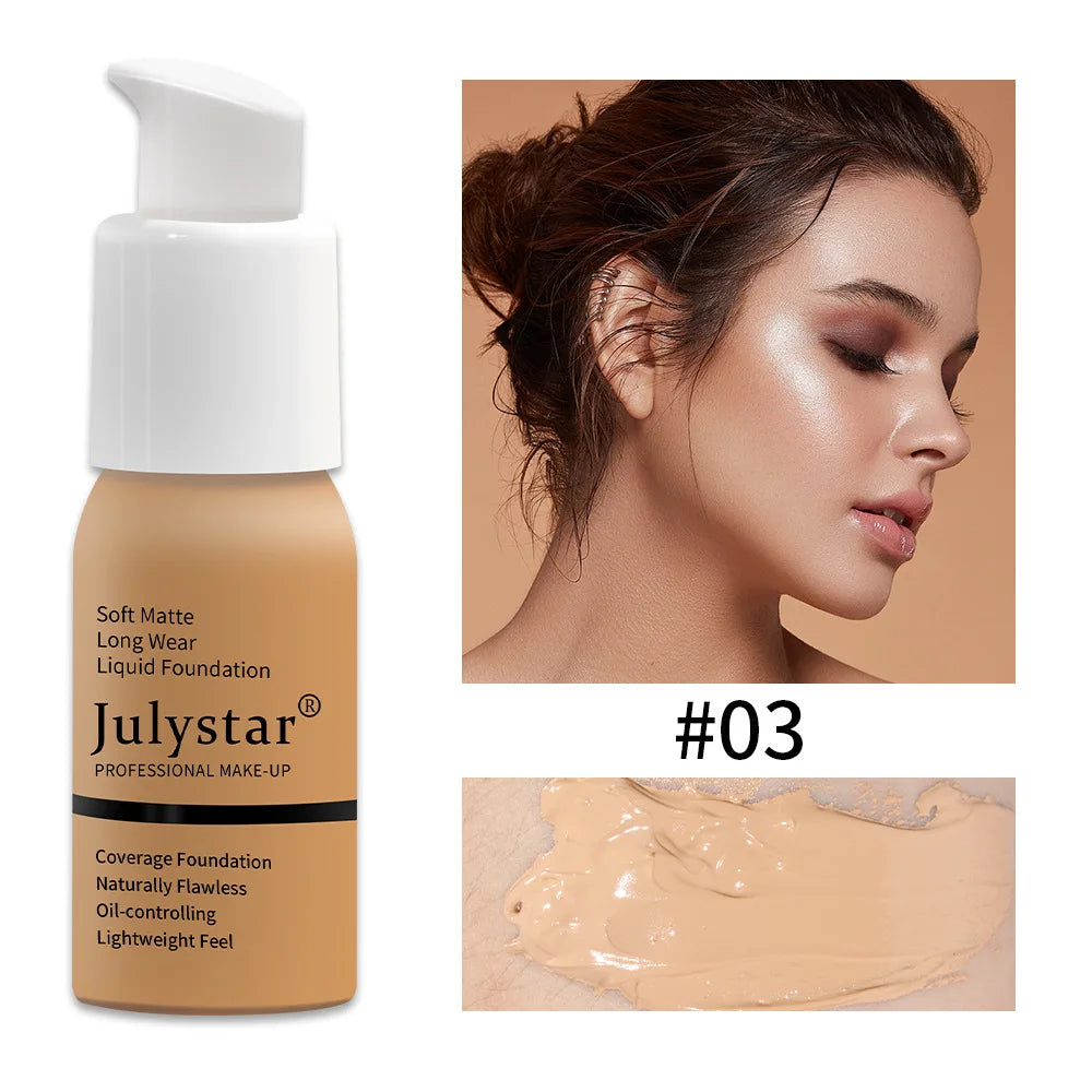 Julystar 10 Colours Matte Moisturising Finishing Foundation Waterproof Long Lasting No Makeup Removal Face Concealer Powder