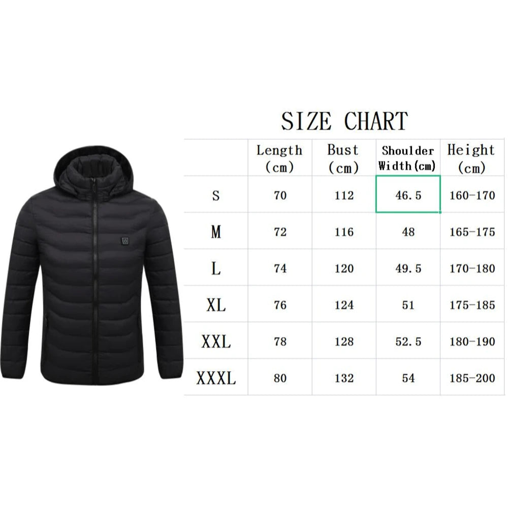 NEW 19 Areas Heated Jacket Men's Jackets USB Electric Heating Vest For Men  Winter Outdoor Warm Thermal Coat Parka Jacket HOT