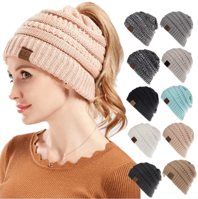 Ponytail Beanie Hat for Women