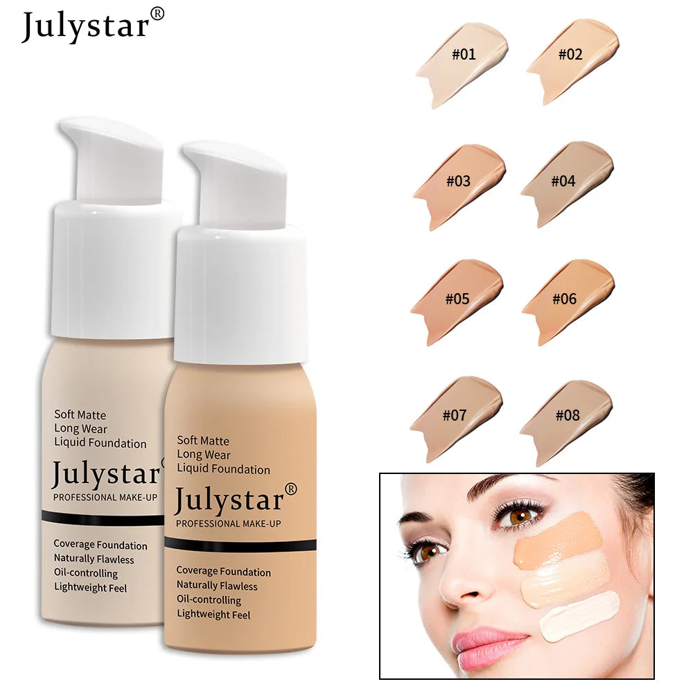 Julystar 10 Colours Matte Moisturising Finishing Foundation Waterproof Long Lasting No Makeup Removal Face Concealer Powder