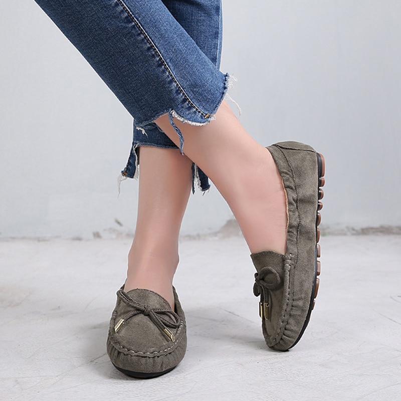 New  Loafers Women Moccasins Butterfly-Knot Slip On Solid Flats Shallow Round Toe Casual Flat Shoes