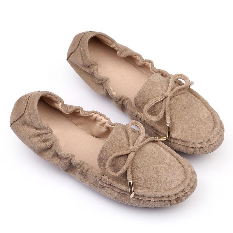 New  Loafers Women Moccasins Butterfly-Knot Slip On Solid Flats Shallow Round Toe Casual Flat Shoes