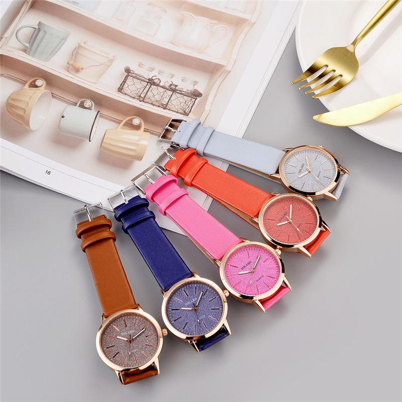 s High Quality Fashion Womens Ladies Simple Watches Geneva Faux Leather Analog Quartz Wrist Watch clock saat Gift