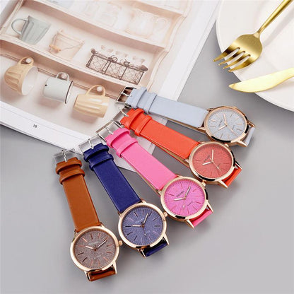 s High Quality Fashion Womens Ladies Simple Watches Geneva Faux Leather Analog Quartz Wrist Watch clock saat Gift