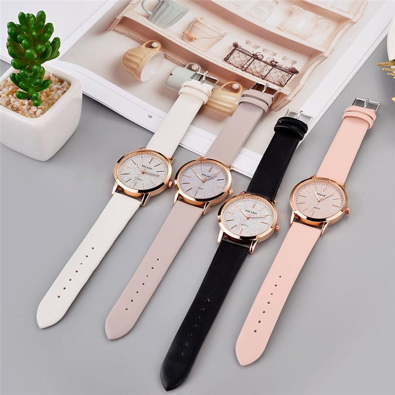 s High Quality Fashion Womens Ladies Simple Watches Geneva Faux Leather Analog Quartz Wrist Watch clock saat Gift