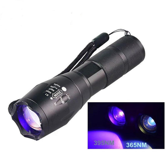 Ultraviolet 365nM 395nM 4W Power LED Aluminum Zoom UV flashlight lamp Black light Torch