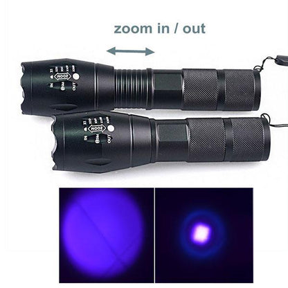 Ultraviolet 365nM 395nM 4W Power LED Aluminum Zoom UV flashlight lamp Black light Torch