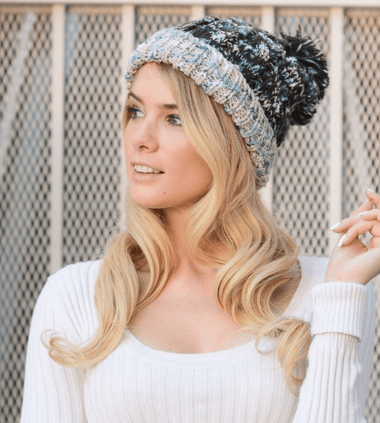 Black Multi-Color Pom Knit Beanie