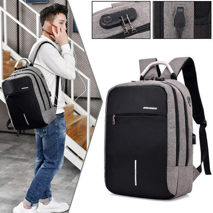 3-pin Lock Anti Theft USB Backpack