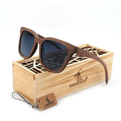 Hand Made Luxury Vintage Brown Wooden Sunglasses with Black lenses