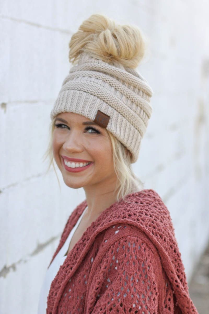 Soft Knit Ponytail Beanie